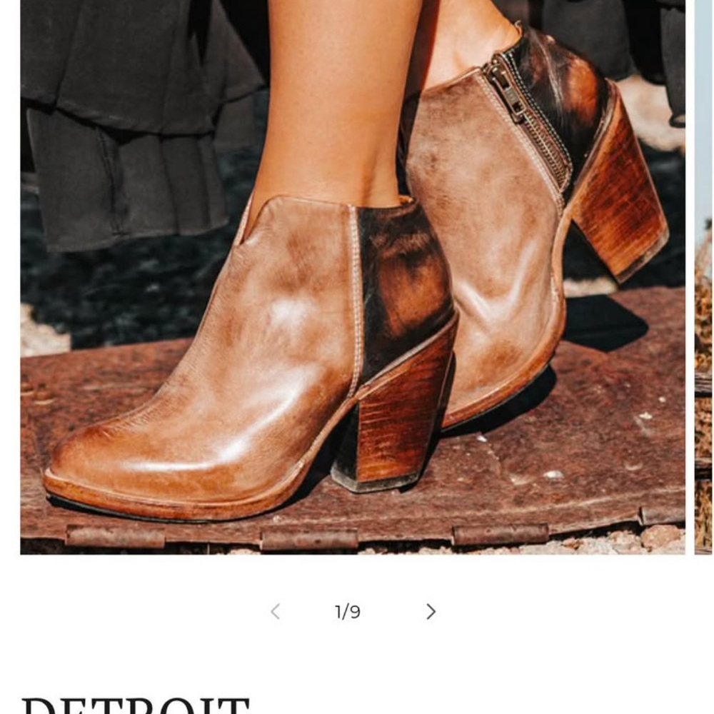 freebird Brown Leather Stacked Heel Ankle Booties